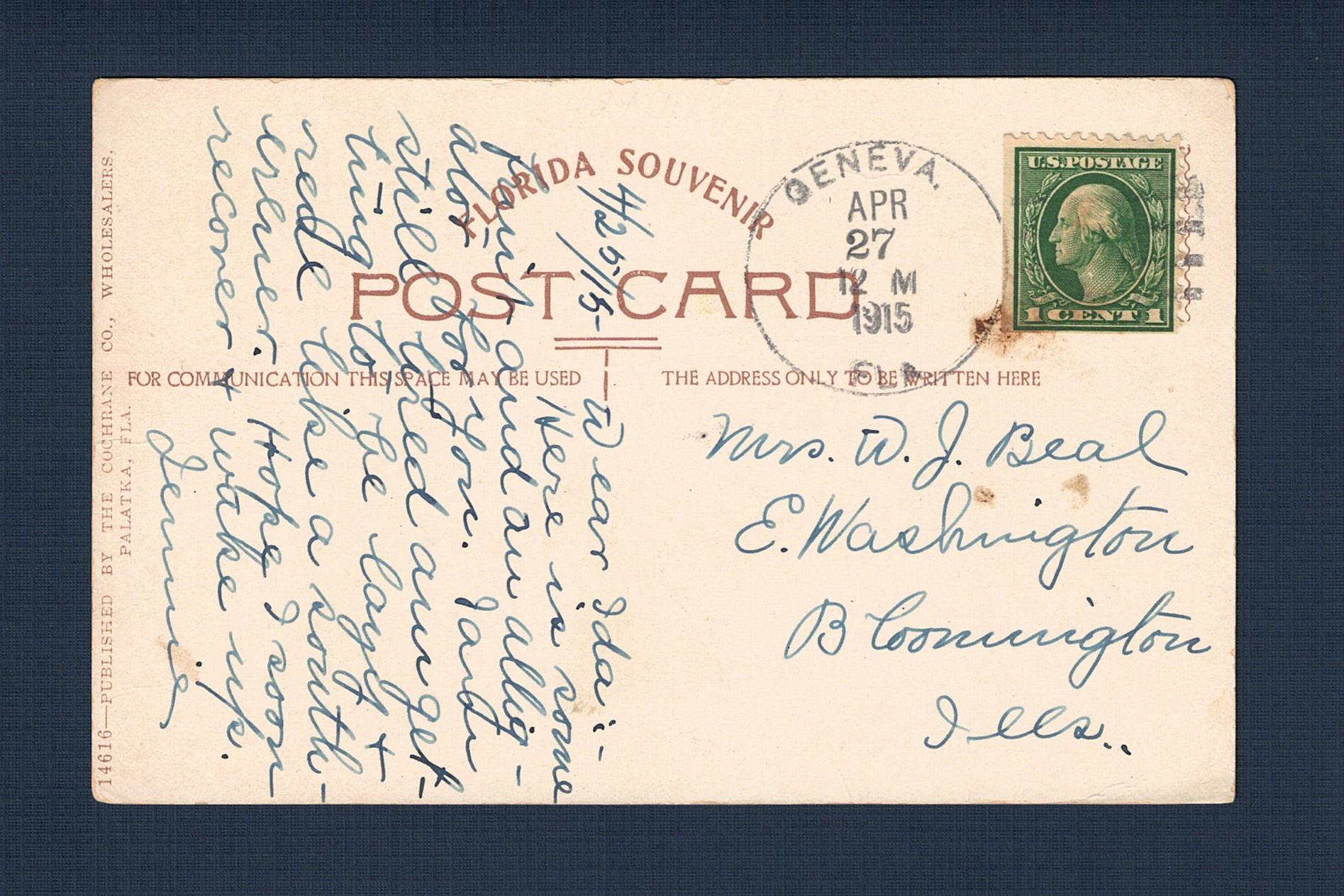 19150427 Geneva FL to Bloomington IL - Back